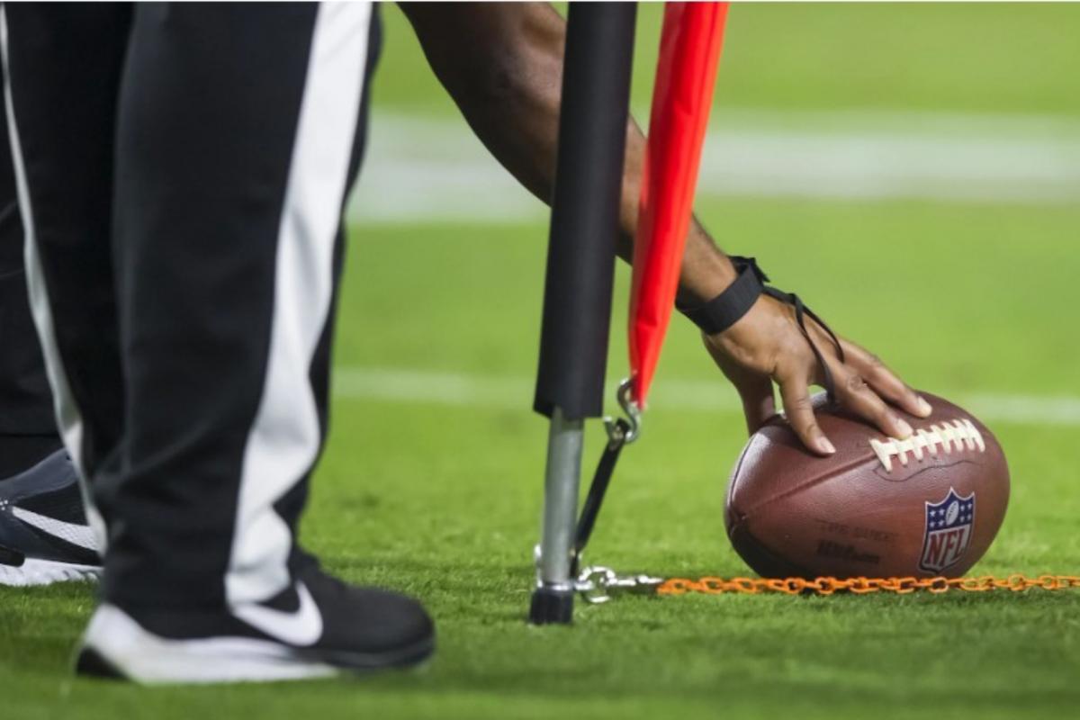 The 'Falcon Eye' will measure the distance between the ball and the first 'Down'
